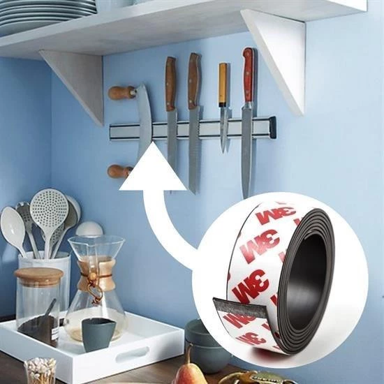 Yapışkanlı Şerit Mıknatıs Magnet Kes Kullan Güçlü Sağlam Rulo Çıkarılması Kolay Siyah 2cm x 1 mt - 3