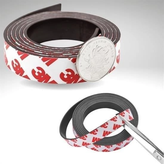 Yapışkanlı Şerit Mıknatıs Magnet Kes Kullan Güçlü Sağlam Rulo Çıkarılması Kolay Siyah 2cm x 1 mt - 6