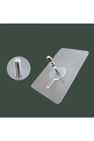 Kapı Arkası Elbise Askısı Kendinden Yapışkanlı Şeffaf Vidalı Havlu Askısı 4 Adet - 2