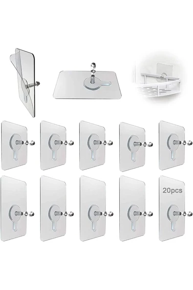 Kapı Arkası Elbise Askısı Kendinden Yapışkanlı Şeffaf Vidalı Havlu Askısı 4 Adet - 8