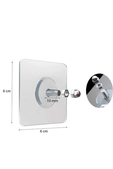 Kapı Arkası Elbise Askısı Kendinden Yapışkanlı Şeffaf Vidalı Havlu Askısı 4 Adet - 4