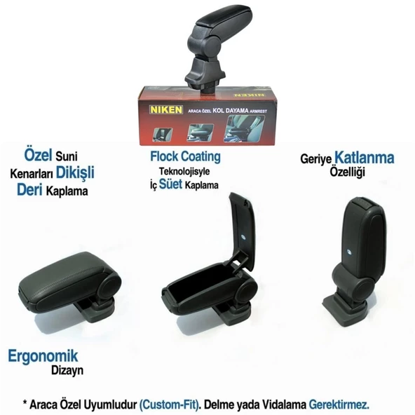 Citroen C-Elysee Araca Özel Kol Dayama Kolçak Siyah 2012+ sonrası modellere uyumlu Niken - Resim 3