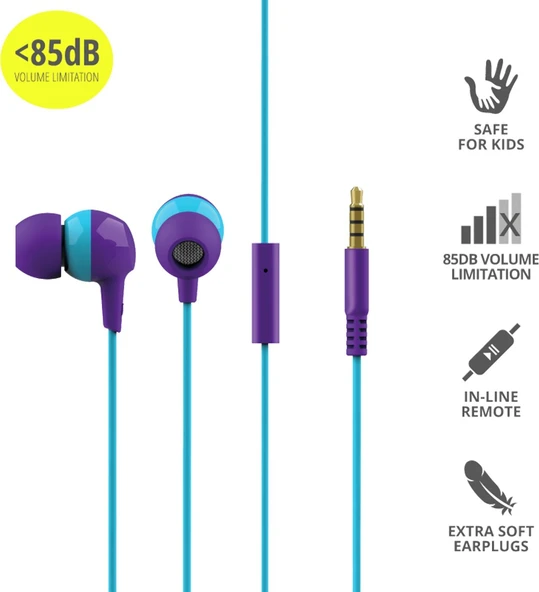 Trust 23422 BUDDI Çocuk Kulak İçi Kulaklık Mor - Resim 2