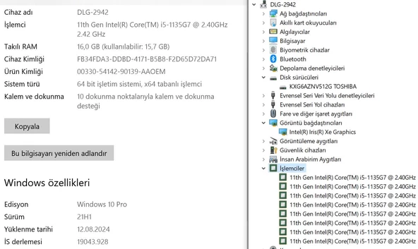 Lenovo ThinkPad X13 Yoga Gen 2 Intel Core i5 1135G7 16GB 512GB SSD Iris Xe 13.3" W10 Pro WUXGA 20W80014GE DOKUNMATİK (İKİNCİ EL) - 5