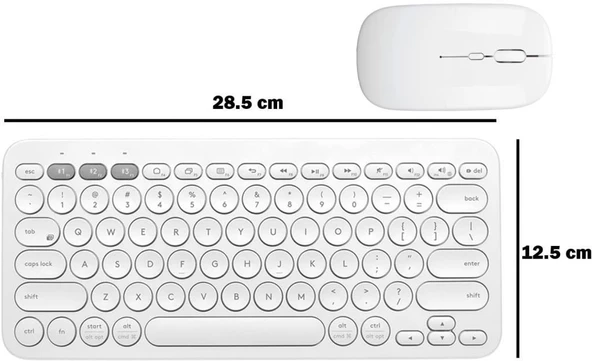 Microsoft Surface Go 2 10.5" Uyumlu Kablosuz Bluetooth Pilli Klavye Mouse Seti - Beyaz - Resim 2