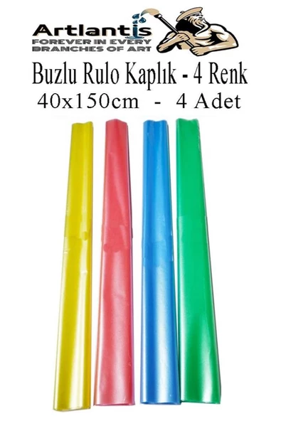 Buzlu Rulo Şeffaf Renkli Kaplık 4 Adet 40x150 cm Defter Kitap Kaplığı Okul Öğrenci Rulo Kaplık - 2