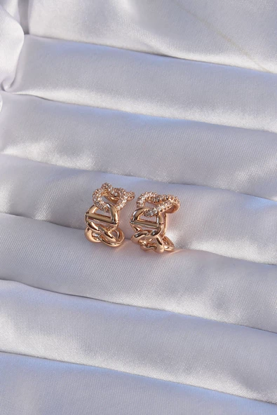 XUPİNG Rose Renk Zirkon Taşlı Samanyolu Model Halka Küpe - TJ-BKP9356 - Resim 2