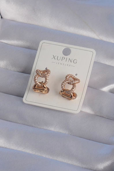 XUPİNG Rose Renk Zirkon Taşlı Samanyolu Model Halka Küpe - TJ-BKP9356 ürün görseli