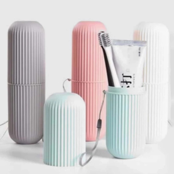 Petinka Seyahat Tipi Diş Fırçası Gözlük Makyaj Fırçası Silindir Saklama Kutusu İpli - 7