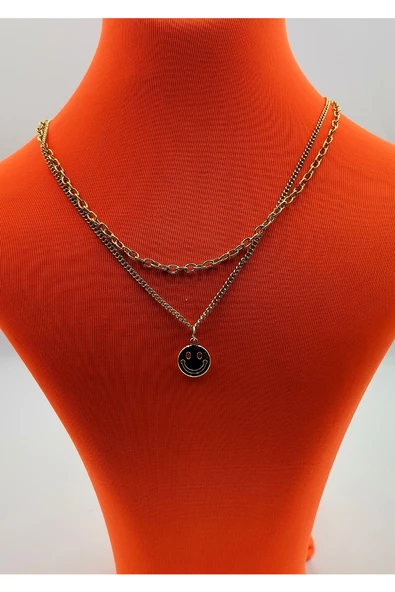 Gold Renk Zincir Figürlü Kararmaz Özel Tasarım Kolye ürün görseli 1