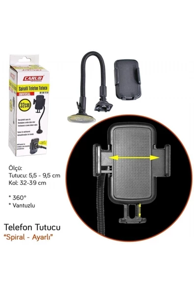 Oto-Araç Içi Telefon Tutucu Spiralli Vantuzlu 32 Cm Br5901958