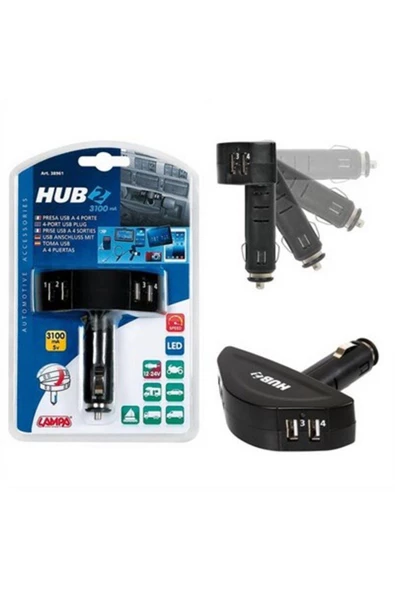 Hub-2 3100 Ma 4 Usb Çıkışlı Şarj Soketi 38961