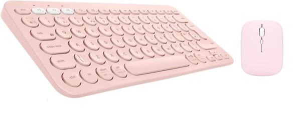 Lenovo Tab P11 Pro ZAB50094TR 11.2" Uyumlu Kablosuz Bluetooth Pilli Klavye Mouse Seti - Pembe