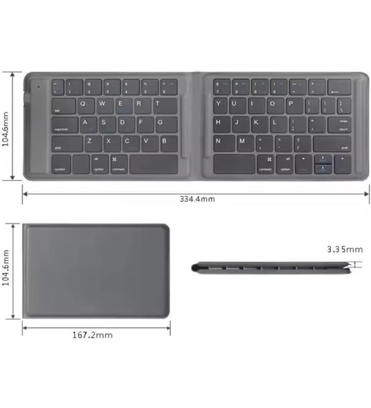 Welio M108 10.1" Uyumlu Kablosuz Bluetooth Şarjlı Katlanır Klavye - 3