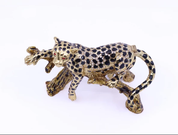 Swaroski Taşlı Leopar Mücevher - Takı Saklama Kutusu - 3
