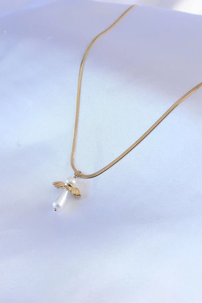 316L Çelik Gold Renk İtalyan Zincir Model Piyon Figür Kadın Kolye - Resim 2