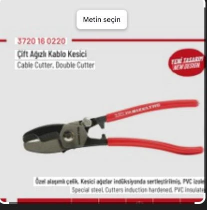 izeltaş Çift Ağızlı Kablo Kesici ürün görseli 1