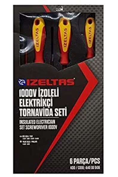 İzeltaş 6'lı 1000v İzoleli Elektrikçi Tornavida Seti