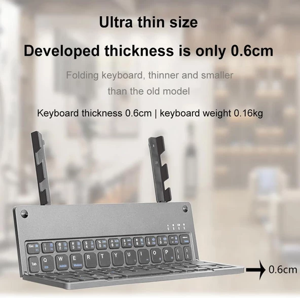 Apple iPad 9. Nesil 10.2" Uyumlu Kablosuz Bluetooth Şarjlı Kendinden Standlı Katlanır Klavye - Resim 7