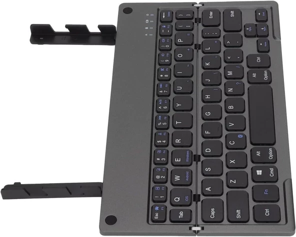 Apple iPad 9. Nesil 10.2" Uyumlu Kablosuz Bluetooth Şarjlı Kendinden Standlı Katlanır Klavye - Resim 4