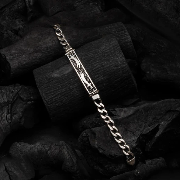 Zülfikar Kılıç İşleme Gurmet 925 Ayar Gümüş Erkek Bileklik ürün görseli 1