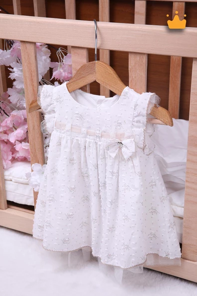 Babydola Kız Bebek Bayramlık Çiçekli Tül Detaylı Elbise 15055 ürün görseli