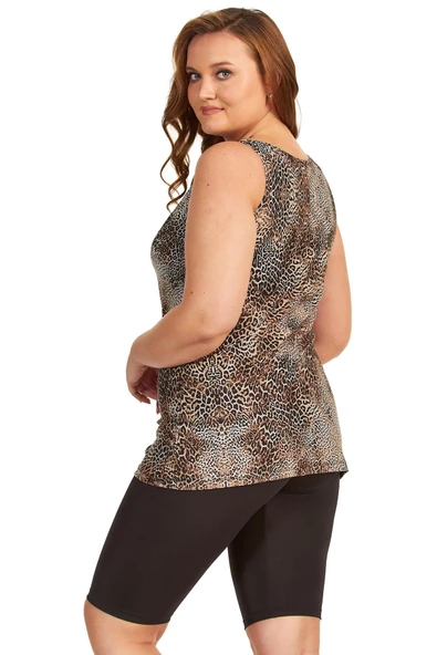 Argento 0755-9011 Leopar Kısa Kollu Tankini - 3