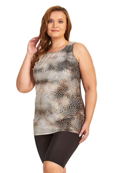 Argento 0755-9011 Leopar Kısa Kollu Tankini - 2