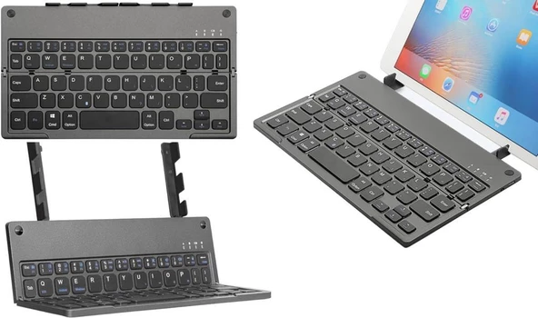 Techstorm Winpad P03 10.1" Uyumlu Kablosuz Bluetooth Şarjlı Kendinden Standlı Katlanır Klavye