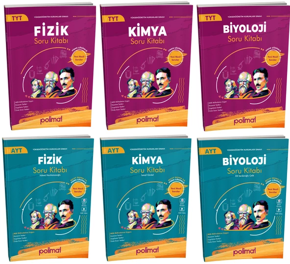 Polimat 2025 Tyt Ayt Fizik + Kimya + Biyoloji Soru Kitabı Seti 6 Kitap
