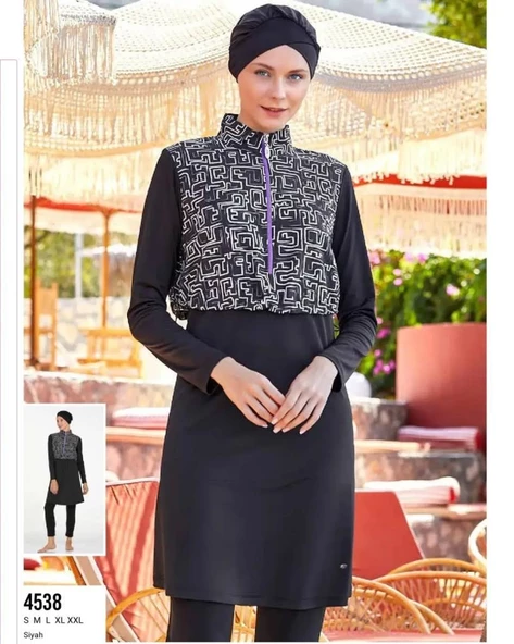 Adasea 4538 Zeyden Tam Boy Tasarım Tesettür Mayo - Resim 3