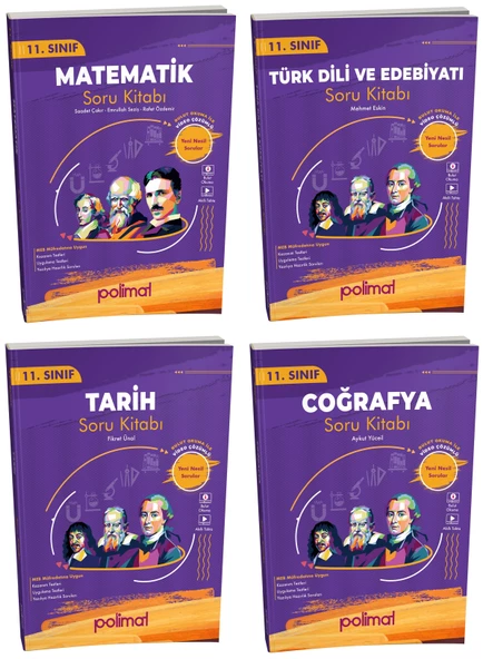 Polimat 2025 11. Sınıf Matematik + Türk Dili + Tarih + Coğrafya Soru Seti 4 Kitap