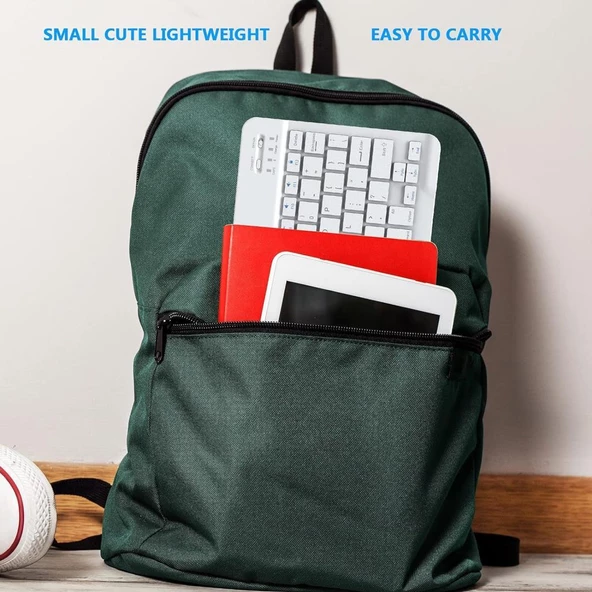 Samsung Galaxy Note 10.1" GT-N8000 Uyumlu Kablosuz Bluetooth Şarjlı Klavye Şarjlı Mouse Seti - Beyaz - Resim 7