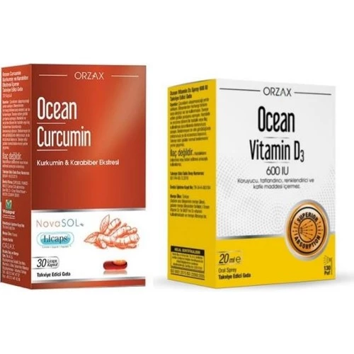 Ocean Curcumin 30 Kapsül + Ocean Vitamin D3 600 IU Oral Sprey 20 ml