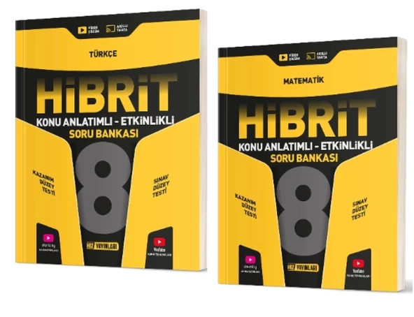 HIZ YAYINLARI 8. Sınıf Türkçe + Matematik Hibrit Soru Bankası (Konu Anlatımlı - Etkinlikli)