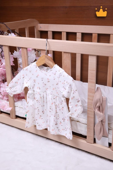 Babyhola Kız Bebek Çiçek Desenli Bandanalı Elbise 23652