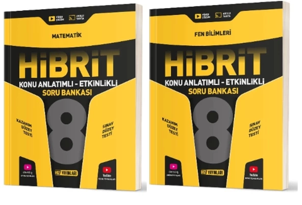 HIZ YAYINLARI 8. Sınıf Matematik + Fen Bilimleri Hibrit Soru Bankası (Konu Anlatımlı - Etkinlikli)