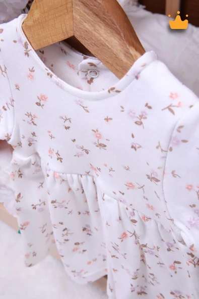 Babyhola Kız Bebek Çiçek Desenli Bandanalı Elbise 23652 - 4