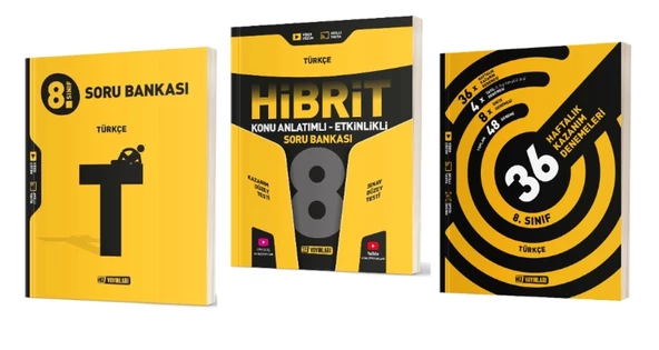 HIZ YAYINLARI 8. Sınıf Türkçe Soru Bankası + Hibrit Soru Bankası (Konu Anlatımlı - Etkinlikli) + 36 Haftalık Deneme