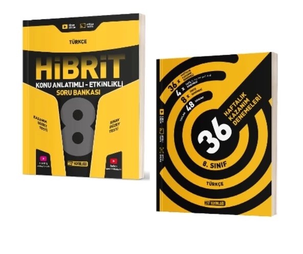 HIZ YAYINLARI 8. Sınıf Türkçe Hibrit Soru Bankası (Konu Anlatımlı - Etkinlikli) + 36 Haftalık Deneme