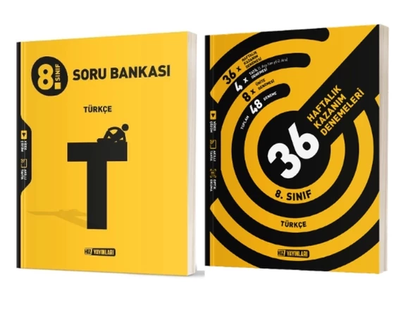 HIZ YAYINLARI 8. Sınıf Türkçe Soru Bankası + 36 Haftalık Deneme ürün görseli