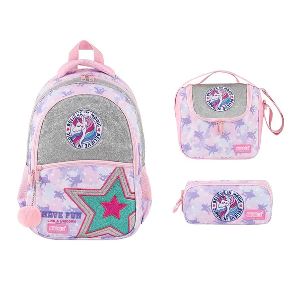 Muggle Mu-9029 Star Koleksiyonu İlkokul Çantası + Beslenme Çantası +