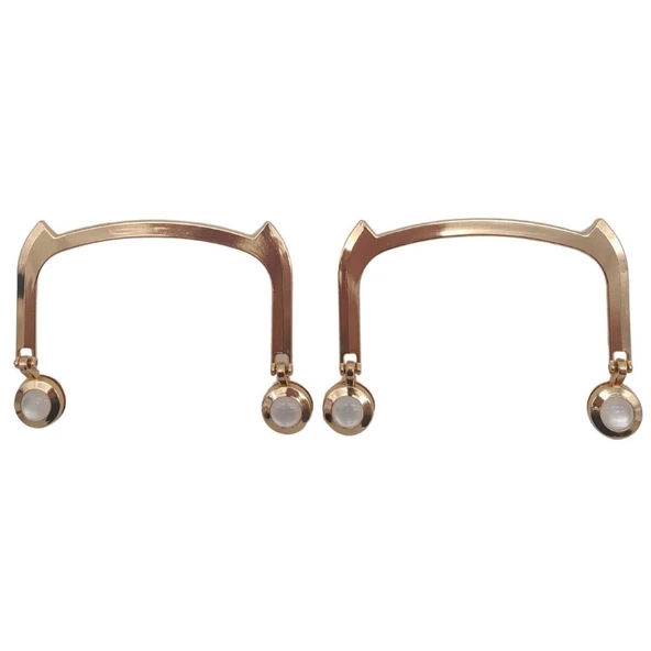 Angel Çanta Aksesuar 11x9 cm Light Gold Renk İncili Metal Çanta Tutma Sapı - Resim 2