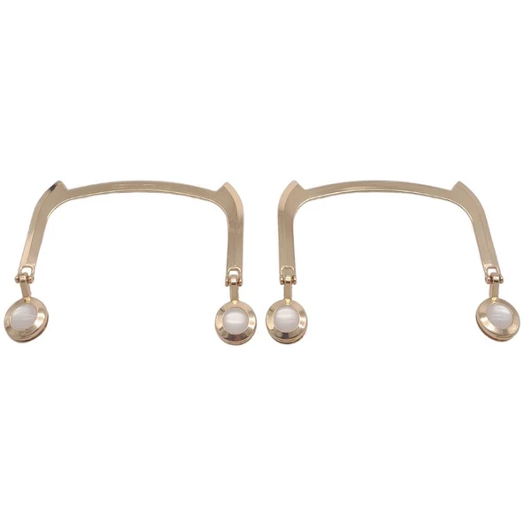 Angel Çanta Aksesuar 11x9 cm Light Gold Renk İncili Metal Çanta Tutma Sapı - Resim 3