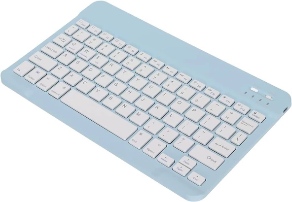 Denver TAQ-10473K 10.1" Uyumlu Kablosuz Bluetooth Şarj Edlebilir Türkçe Q Klavye - Mavi