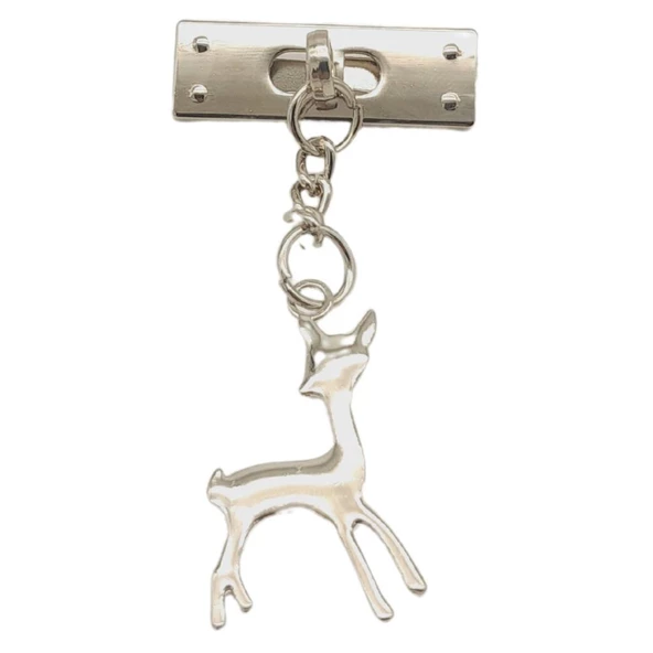 Angel Çanta Aksesuar Gümüş Renk Geyik Model Çanta Süsü ürün görseli