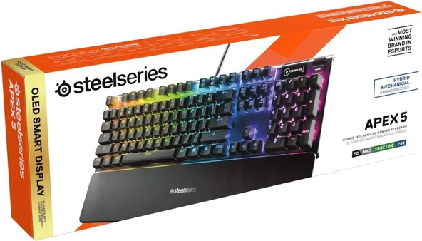 SteelSeries Apex 5 Hibrit RGB Blue Switch Kablolu Mekanik Oyuncu Klavyesi Teşhir - Resim 10