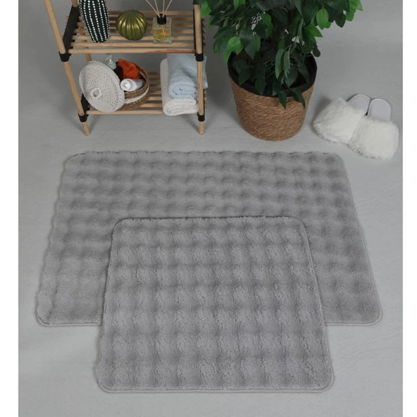 Zebra Casa Bonny 2’li Pelüş Banyo Paspası Gri - 2