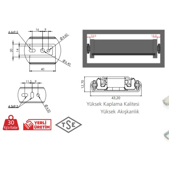 Canex Teleskopik Bilyalı Ray 43x40 CM Çekmece Rayı Takım - 4