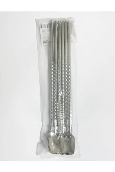 Kaşıklı Pipet Seti 6'lı Paslanmaz Çelik, Gold Renk - 6